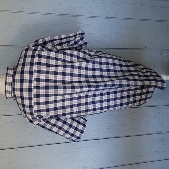Tan Blue Plaid Short Sleeve Button Down Shirt - Picture 3 of 10